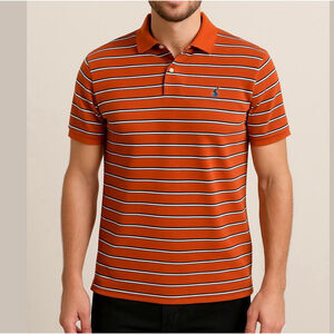 POLO by RALPH LAUREN short sleeve Polo shirt collared orange blue stripes large